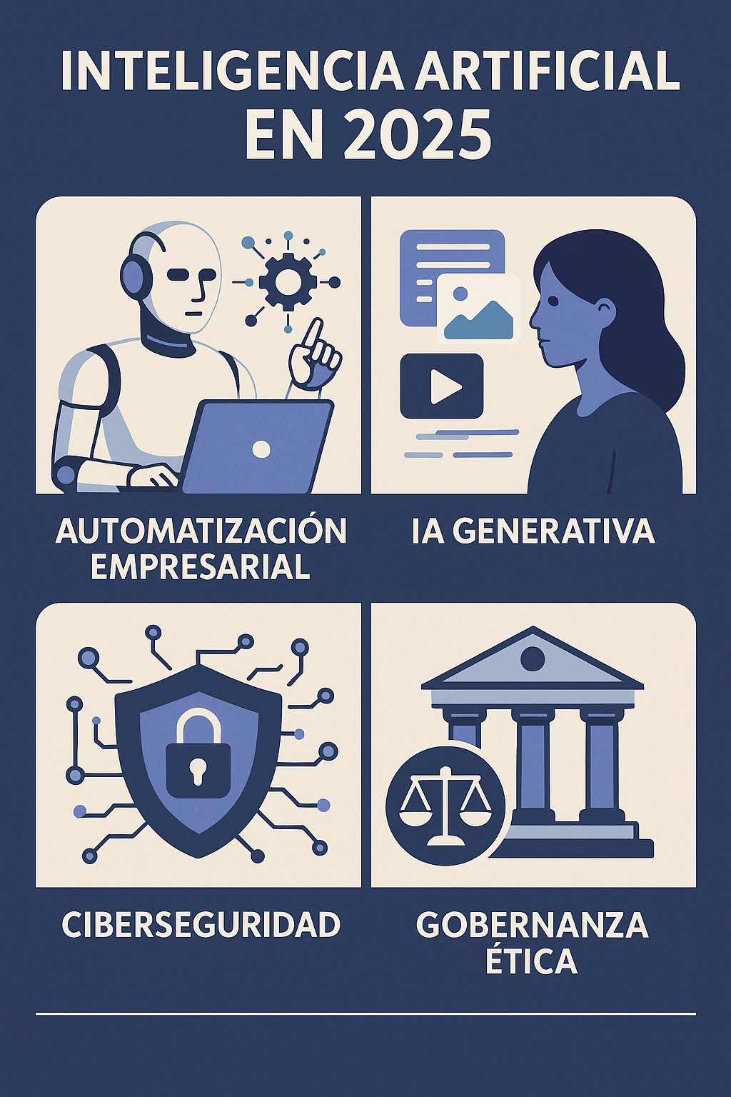 Inteligencia Artificial en 2025: Automatización, IA Generativa, Ciberseguridad y Gobernanza Ética